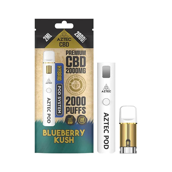 Aztec CBD vape pod packaging with white background