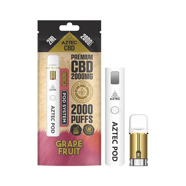 Aztec CBD vape device and packaging on a white background