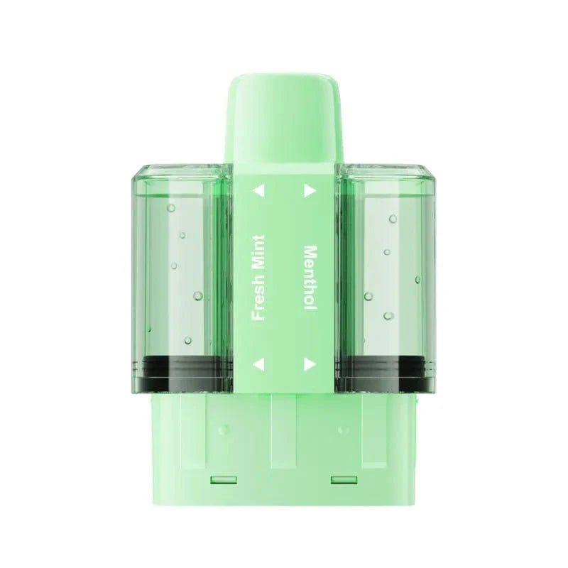 Green vape device with 'Menthol' branding on a white background