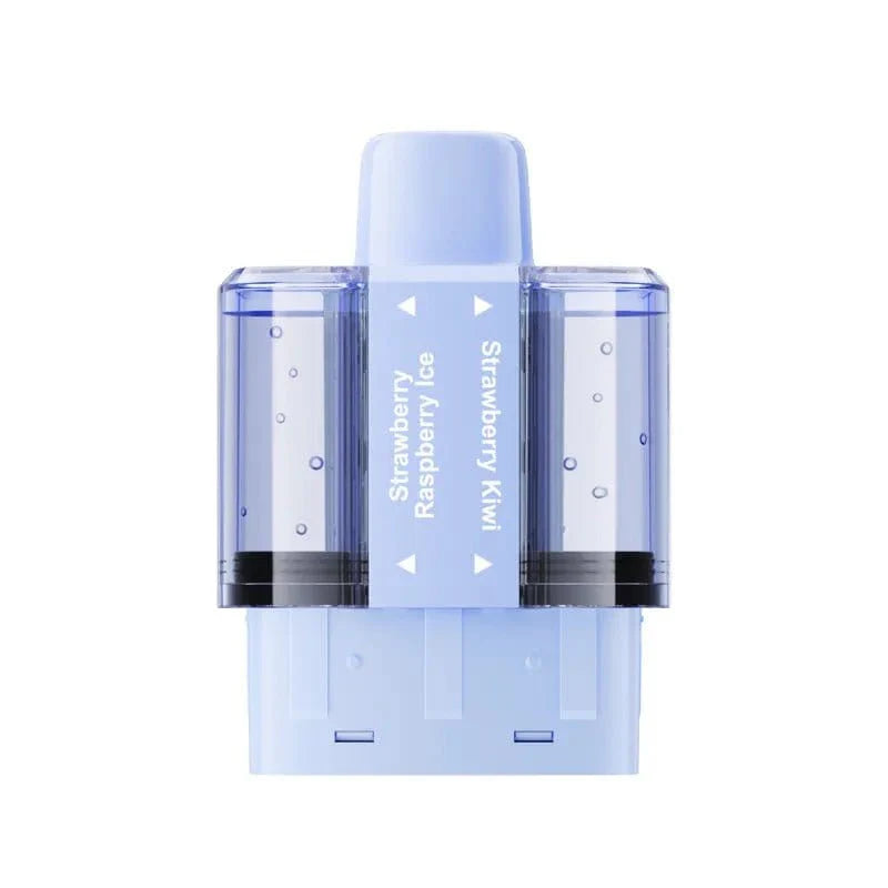 Blue electronic device with text on a white background