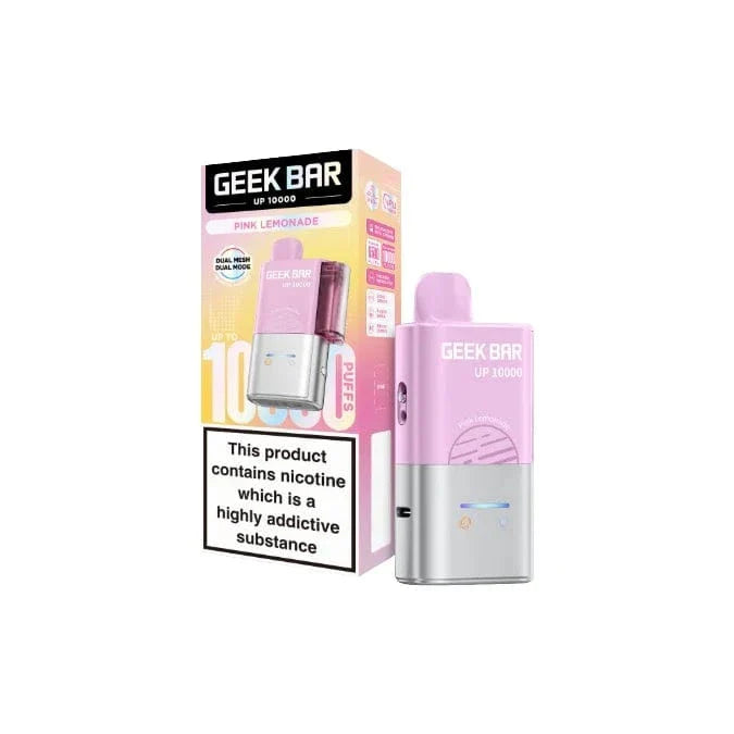 Pink vape device with 'Geek Bar' branding on a white background