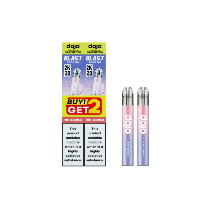 Two vape devices with their packaging on a white background