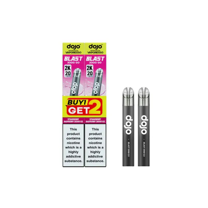Two vape devices with their packaging on a white background