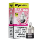 dojo Blast 10K vape pod and refill packaging with nicotine warning label on a white background