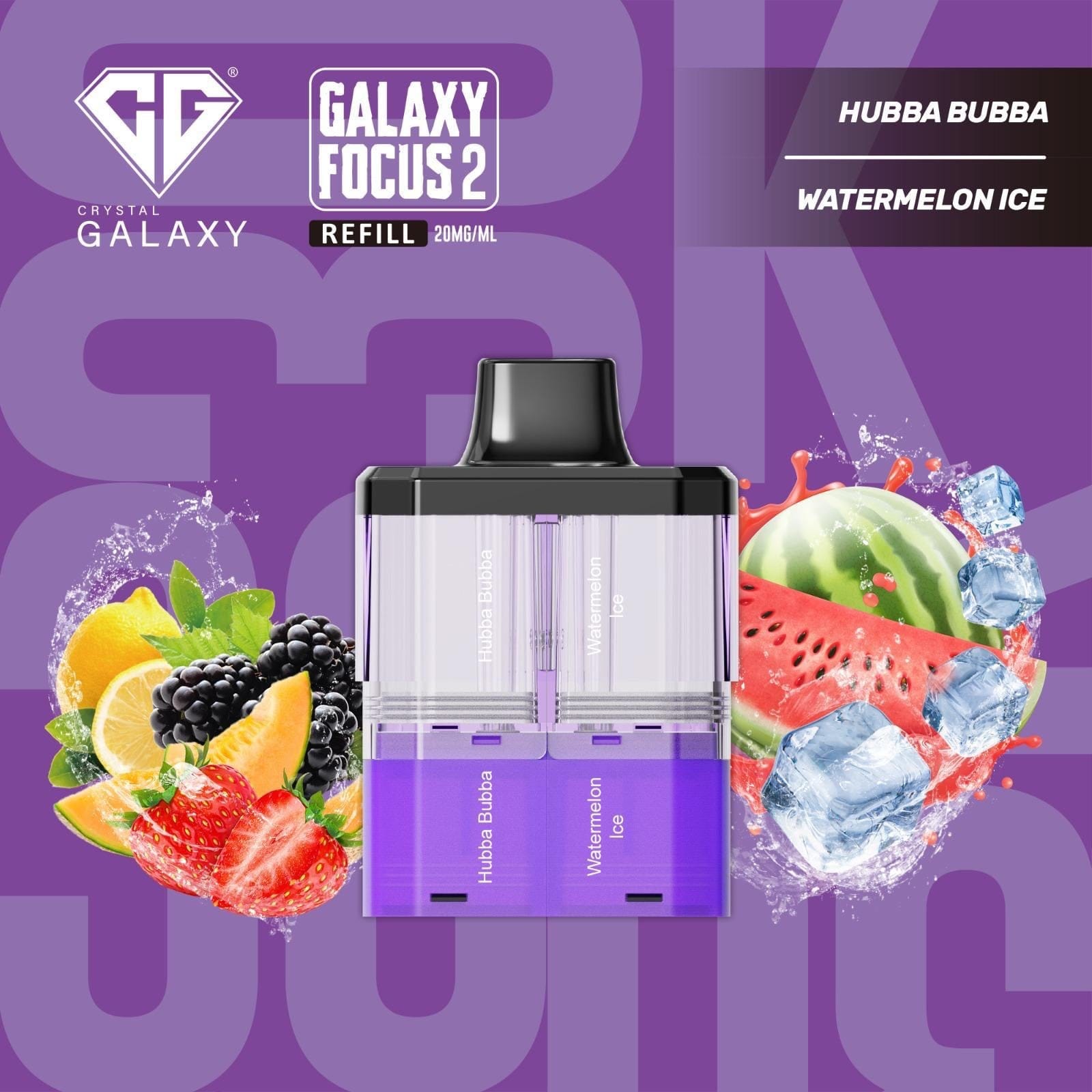 30,000 puff refill pods
Crystal Galaxy Focus 2 fruity pods