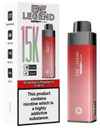 EVE Legend vape device and packaging with strawberry raspberry cherry flavor on a white background