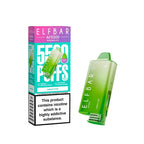 Green vape device with ELF BAR branding next to its packaging on a white background