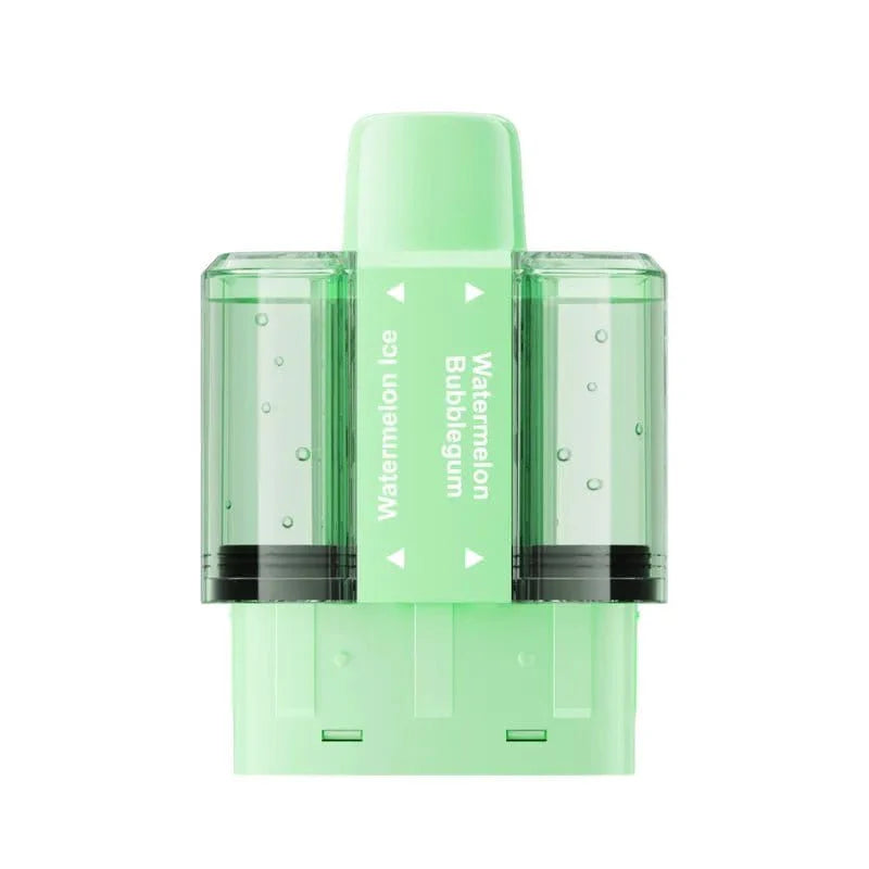Green vape device with 'Watermelon Ice' branding on a white background
