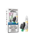 E-liquid pod and refill packaging with nicotine warning label on a white background
