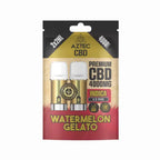 Aztec CBD vape pod packaging with watermelon gelato flavor on a white background