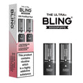 Bling vape device packaging with two pods on a white background