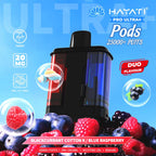 Vape pod with blackcurrant cotton and blue raspberry flavor on a blue background