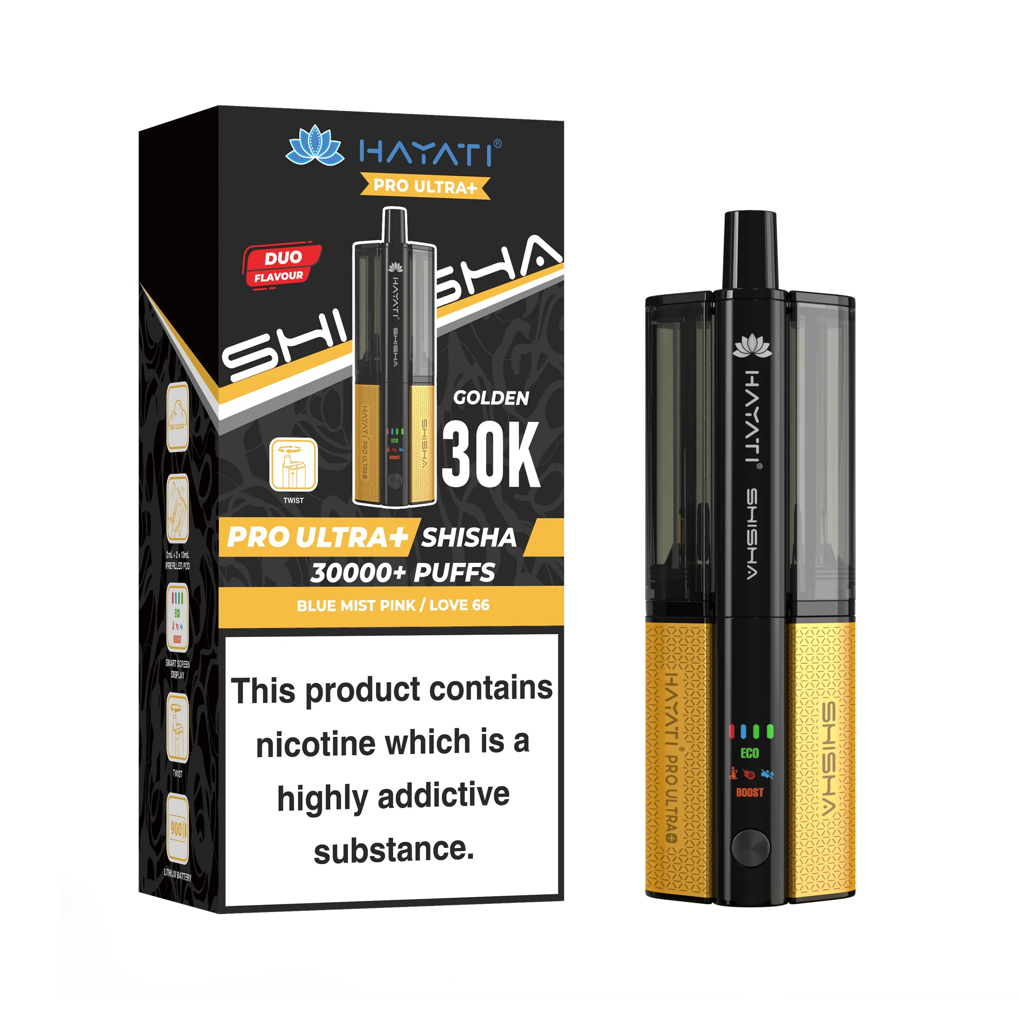 Hayati Pro Ultra Plus Shisha 30K Prefilled Pod Kit | 30,000 Puffs Dual Flavour Vape UK