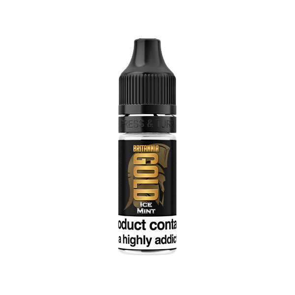 Britannia Gold Ice Mint e-liquid bottle for vaping