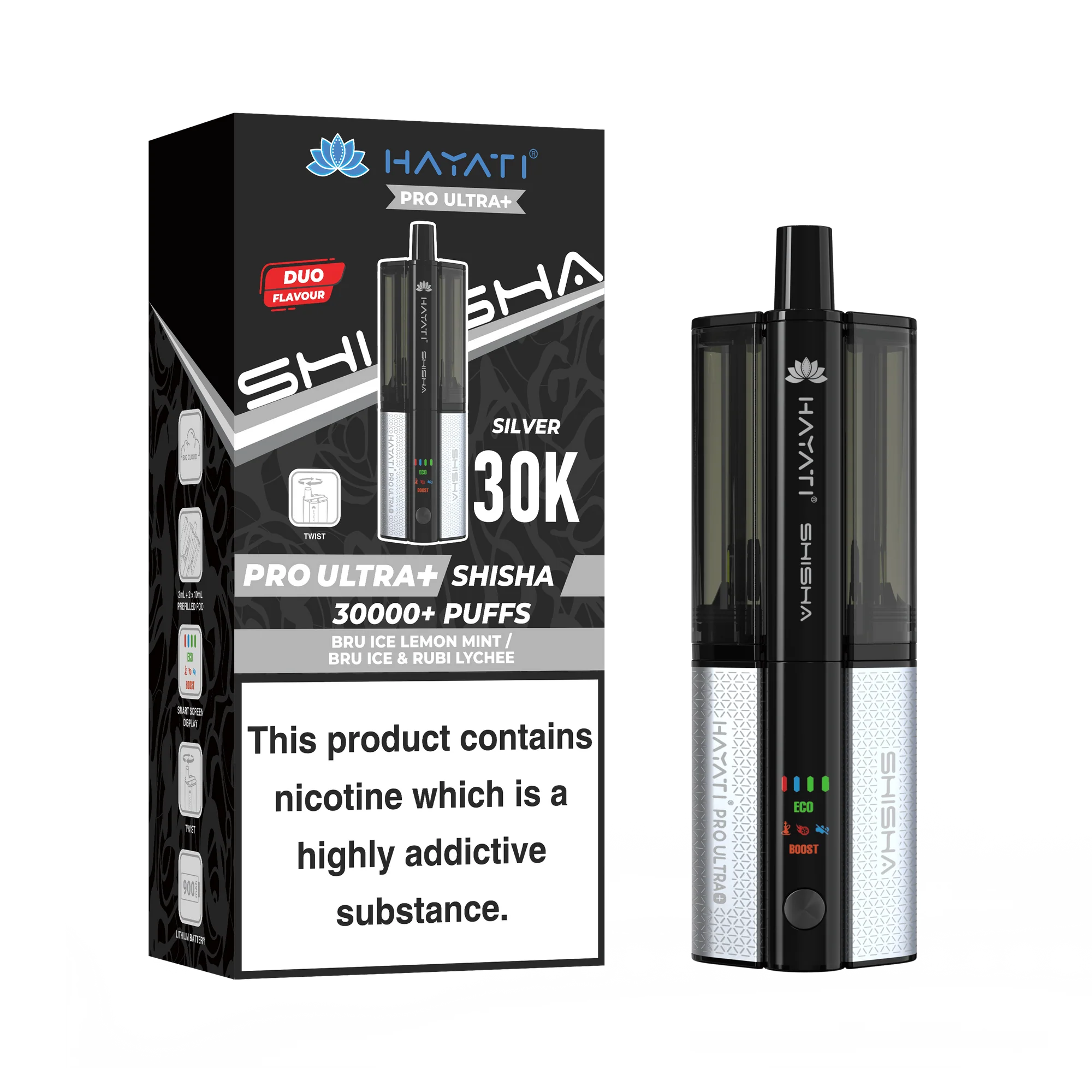 Hayati Pro Ultra Plus Shisha 30K Prefilled Pod Kit | 30,000 Puffs Dual Flavour Vape UK
