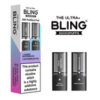 Bling vape pods packaging with product details on a white background