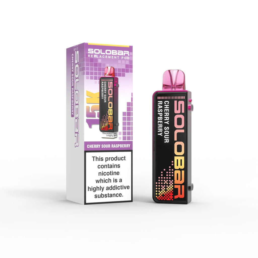 Solo bar vape device with packaging on a white background
