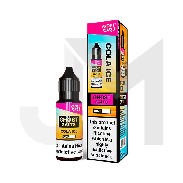 Vape liquid bottle and packaging with 'Ghost Salts' branding on a white background
