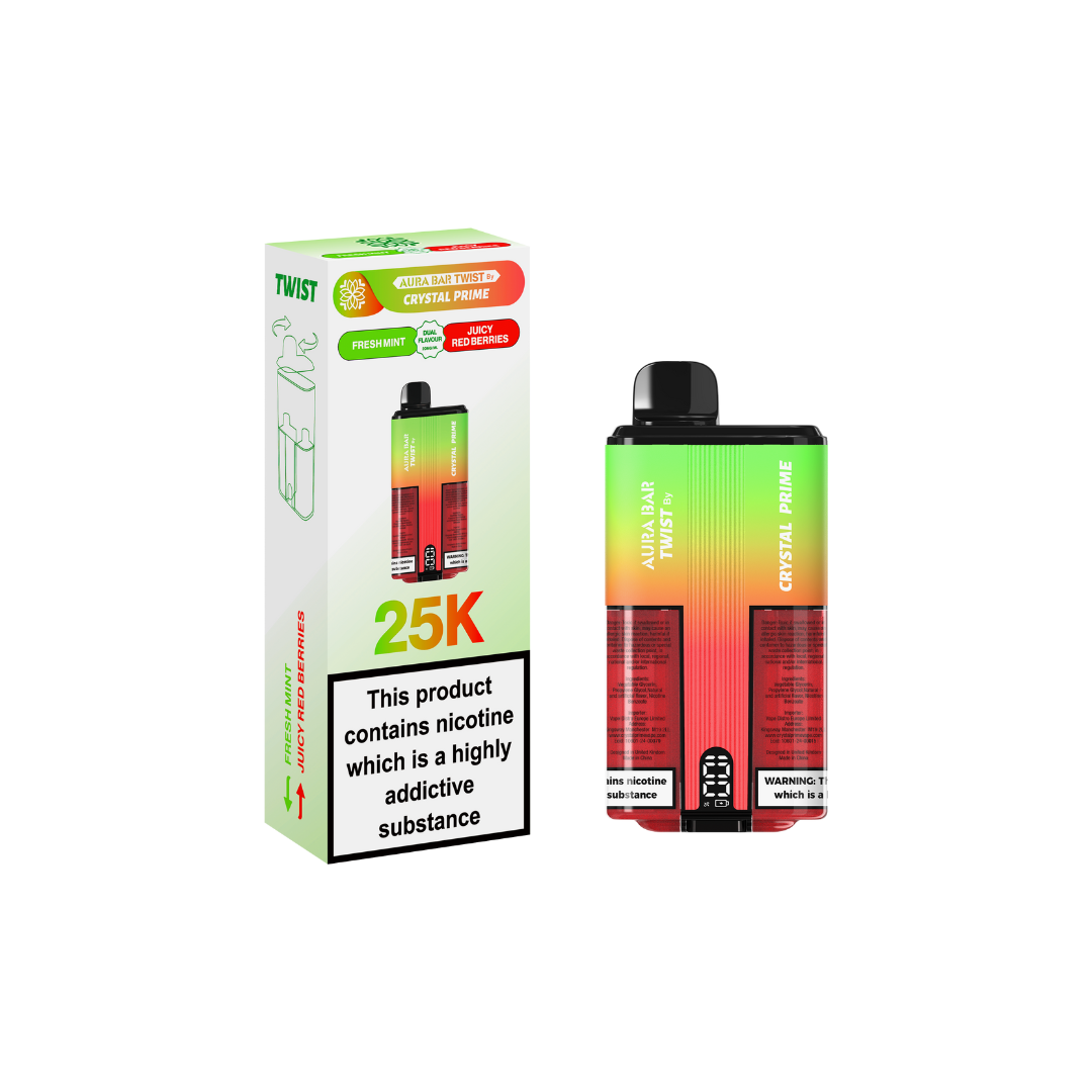Crystal Prime Aura Bar Twist 25000 Puffs Disposable Vape
