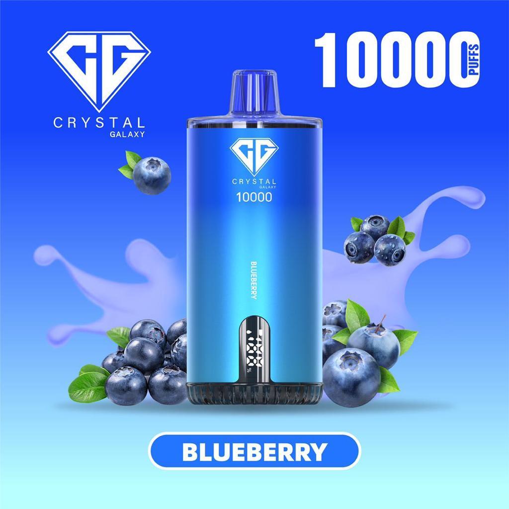 Blue Crystal Galaxy vape with blueberry flavour and 10,000 puffs