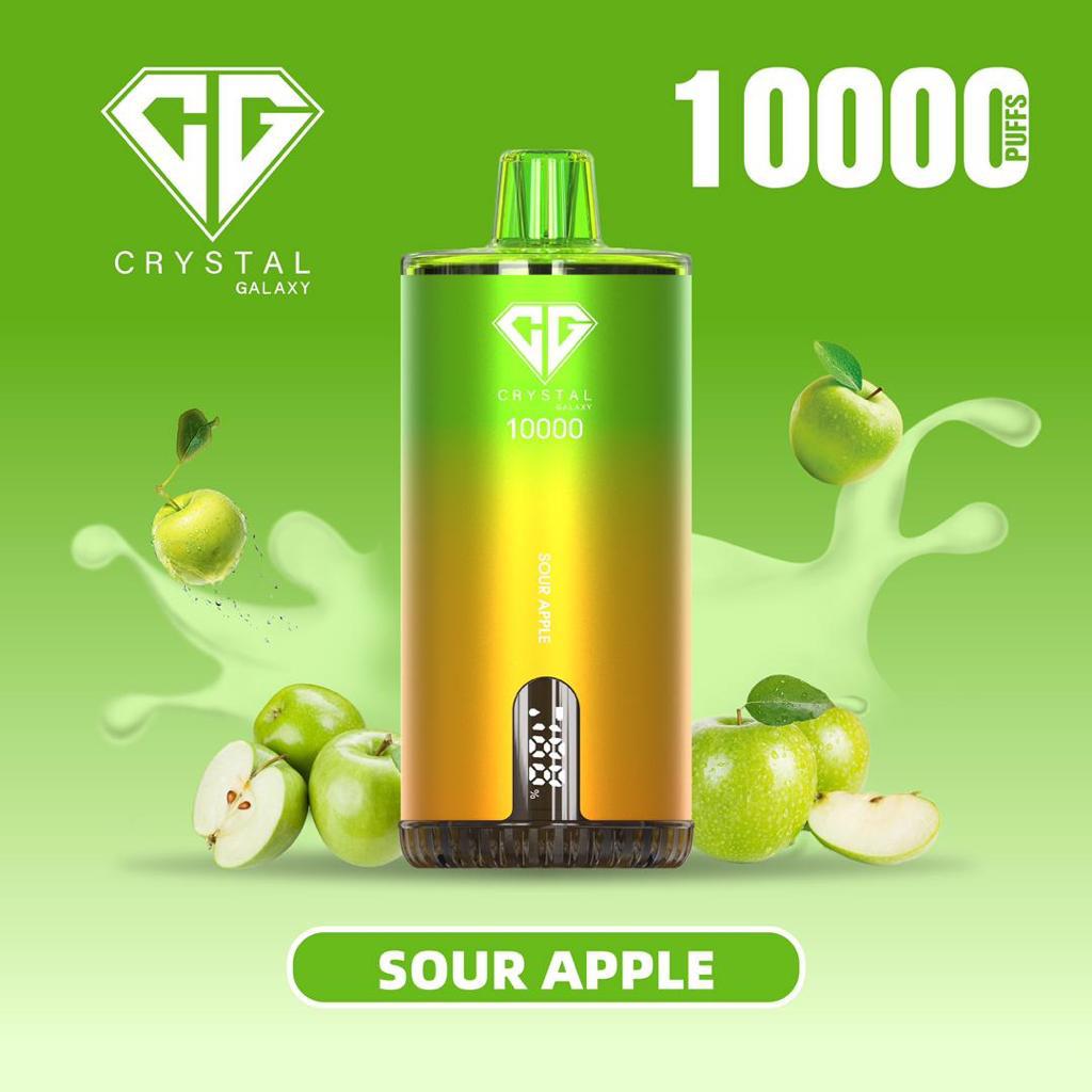 Sour Apple vape with 10000 puffs by Crystal Galaxy