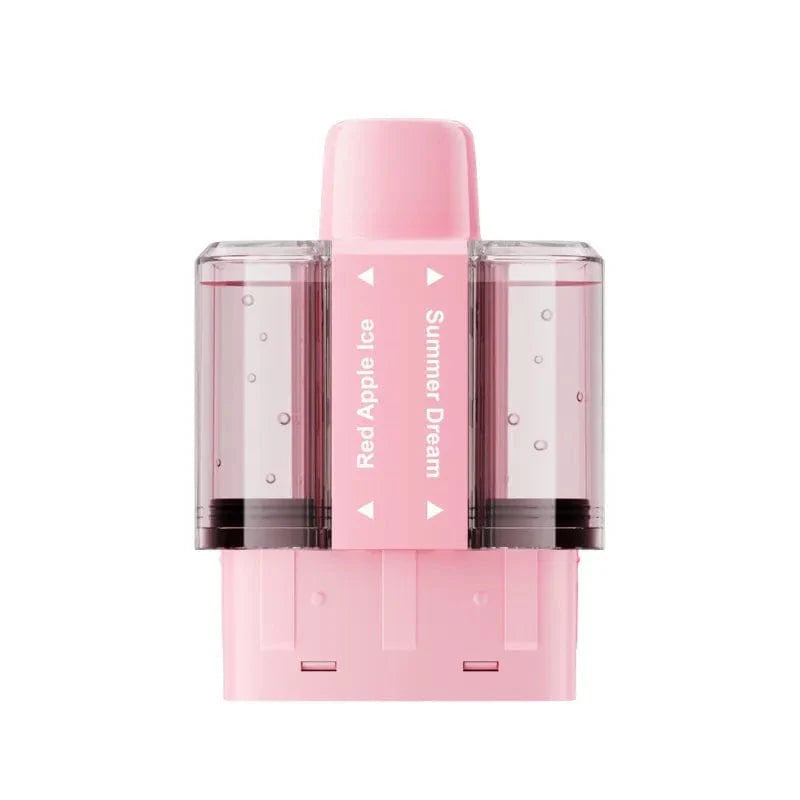 Pink and clear electronic device with 'Red Apple Ice Summer Dream' text on a white background