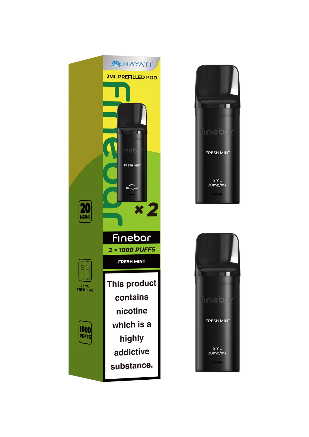 Hayati Finebar Prefilled Replacement Pods | 1000 Puffs Pack | 20mg Nic Salt