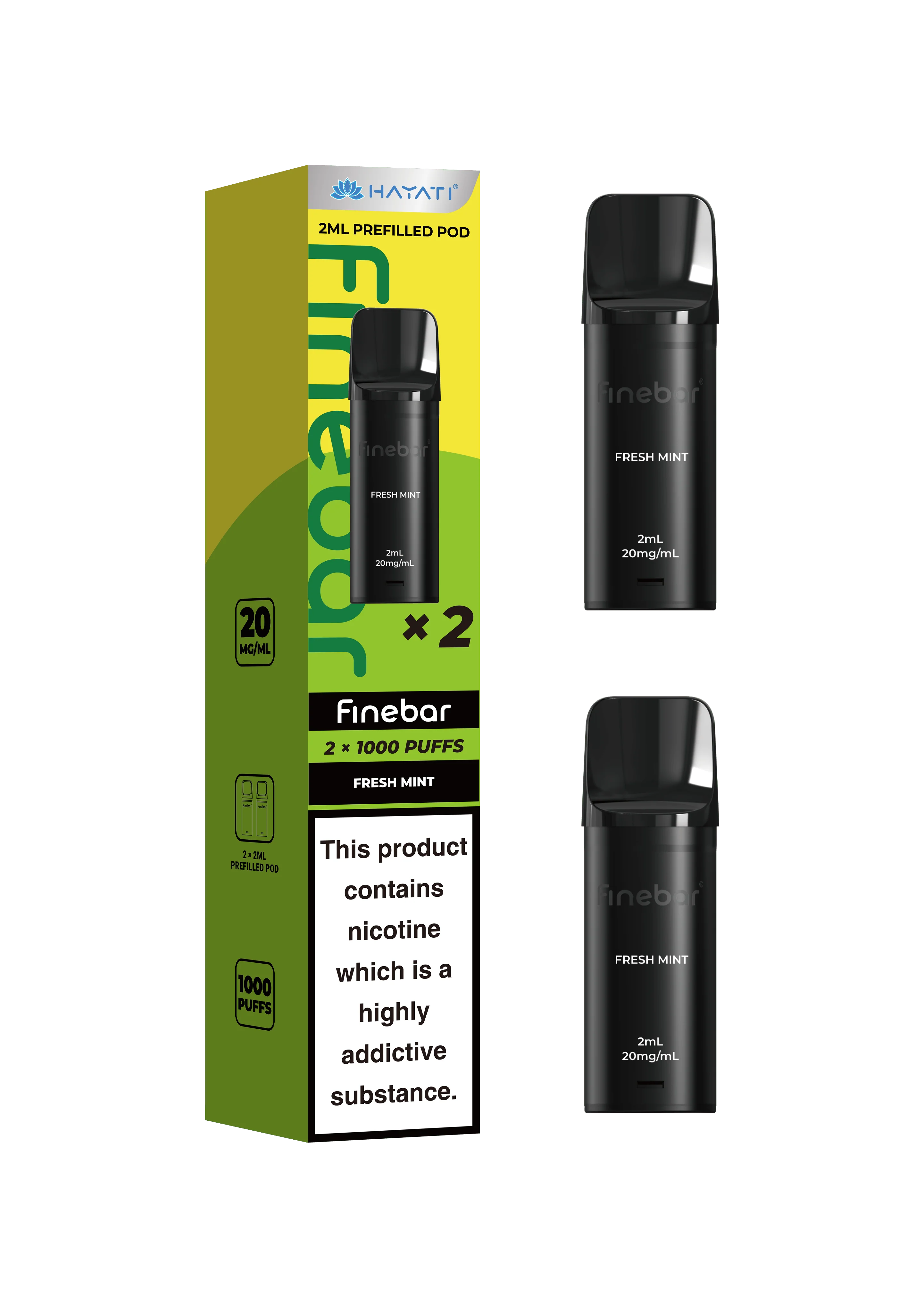 Hayati Finebar Prefilled Replacement Pods | 1000 Puffs Pack | 20mg Nic Salt