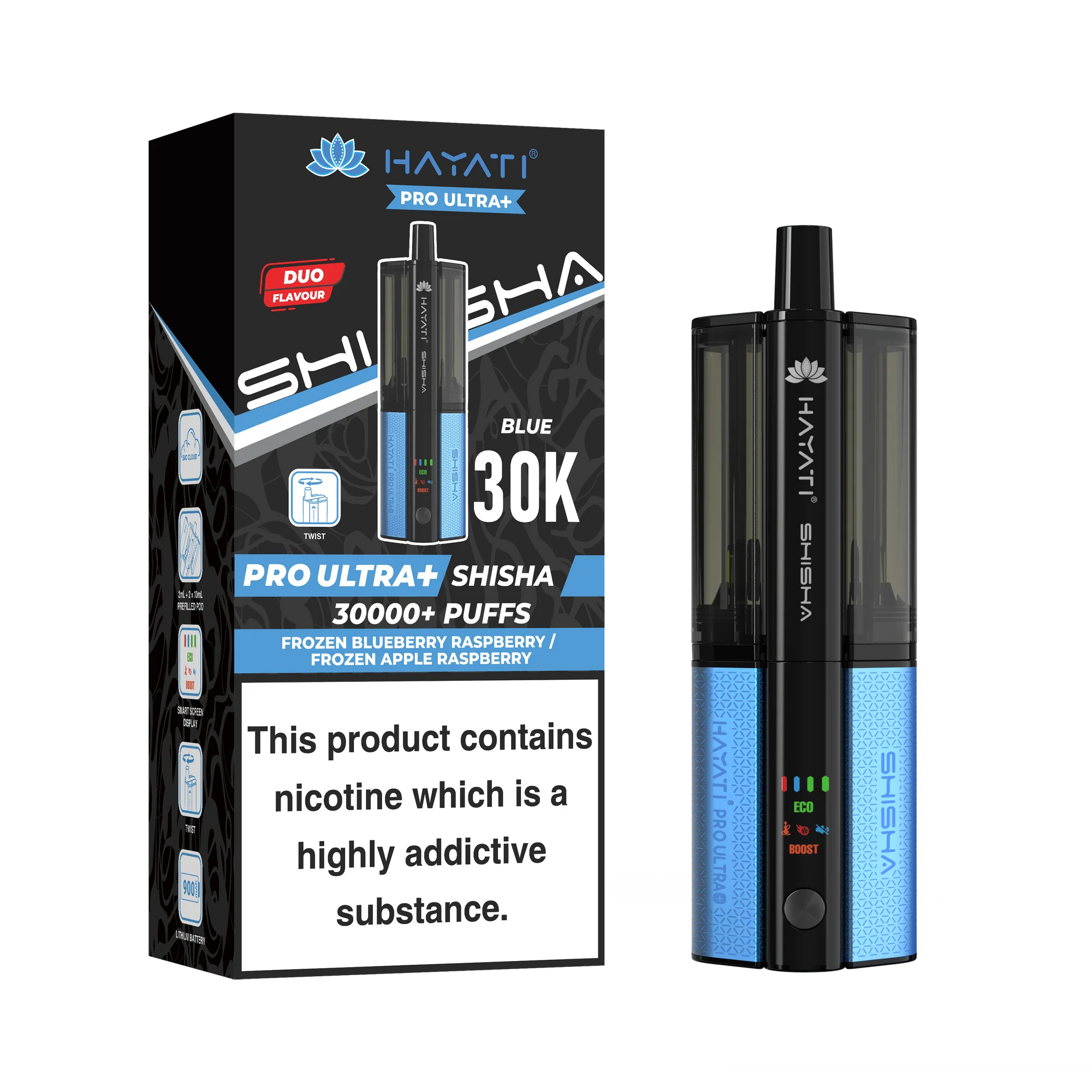 Hayati Pro Ultra Plus Shisha 30K Prefilled Pod Kit | 30,000 Puffs Dual Flavour Vape UK