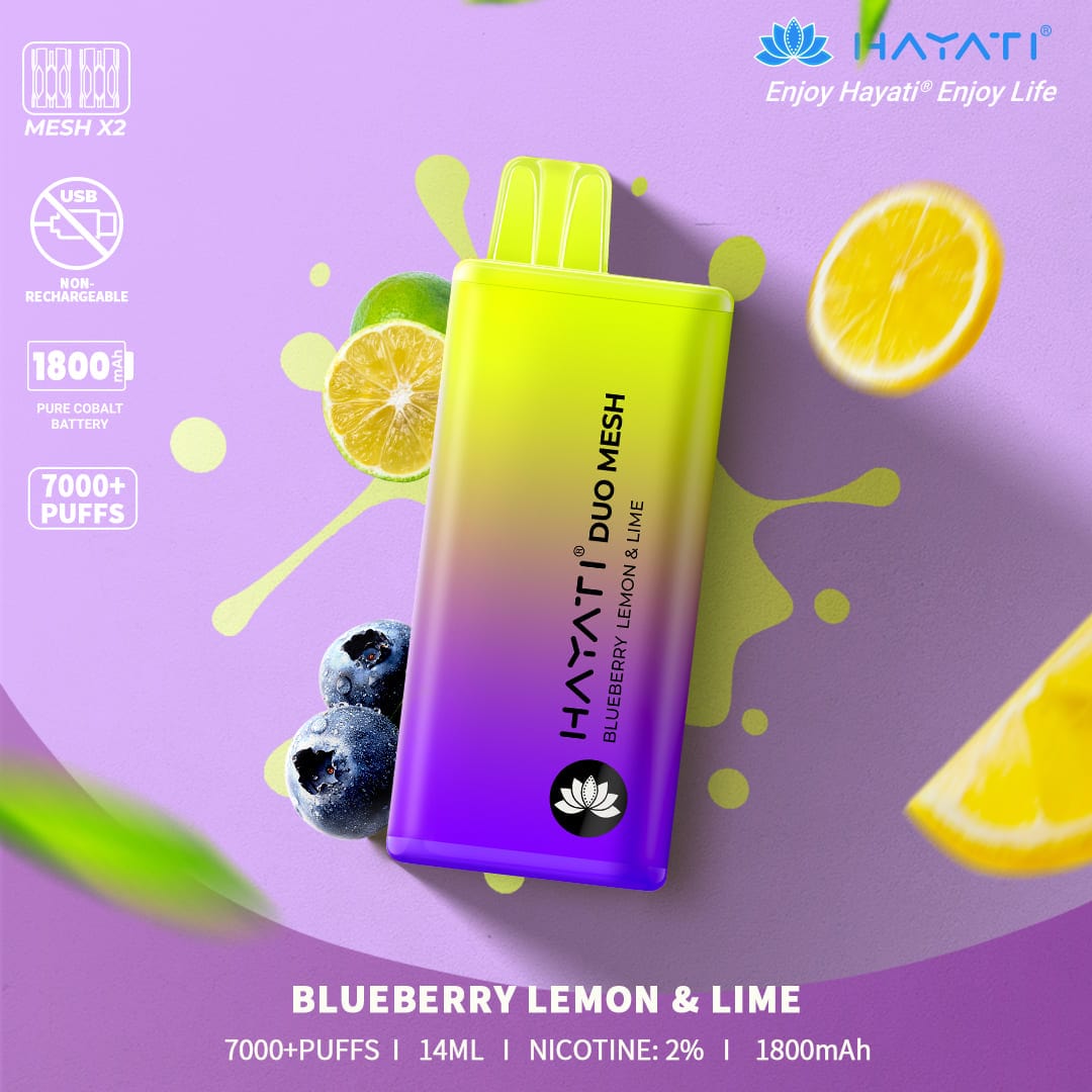HAYATI  DUO MESH 7000+PUFFS  BLUEBERRY  LEMON & LIME