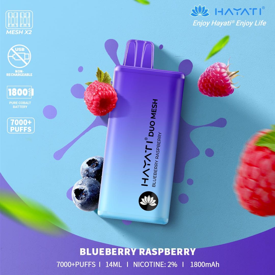 HAYATI  DUO MESH 7000+PUFFS  BLUEBERRY  RASPBERRY