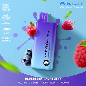 HAYATI  DUO MESH 7000+PUFFS  BLUEBERRY  RASPBERRY