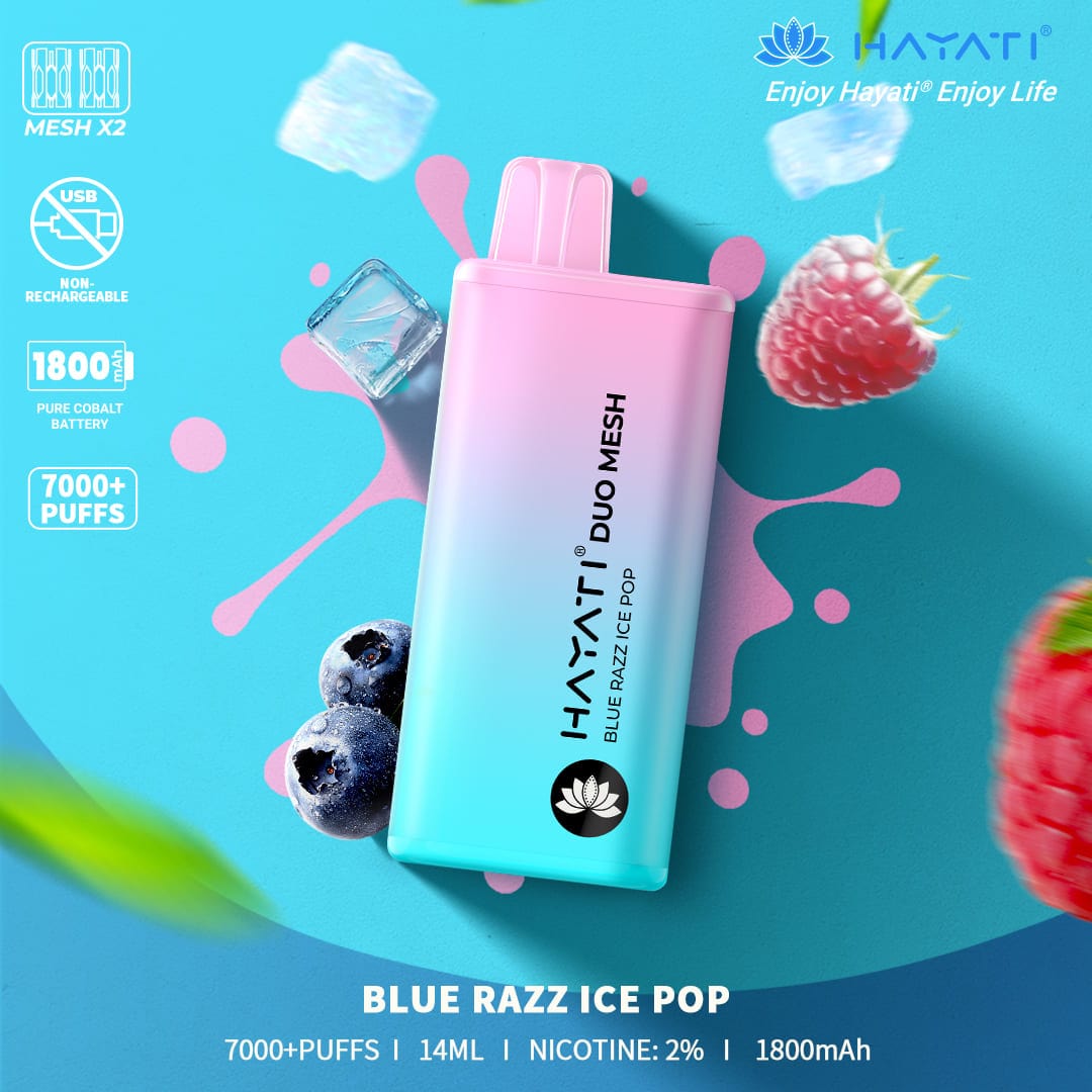 HAYATI  DUO MESH 7000+PUFFS  BLUE RAZZ ICE POP