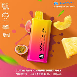 HAYATI  DUO MESH 7000+PUFFS  GUAVA  PASSIONFRUIT PINEAPPLE