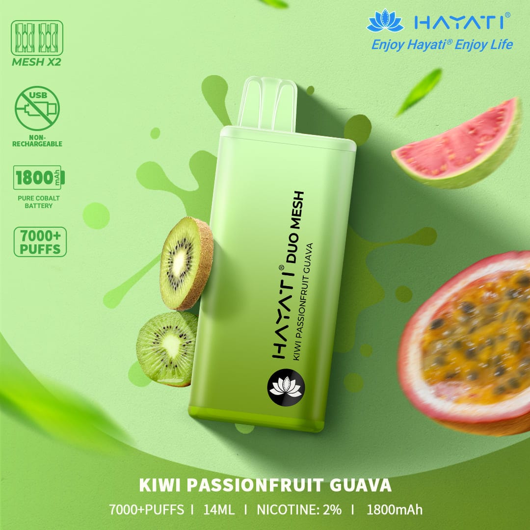 HAYATI  DUO MESH 7000+PUFFS  KIWI PASSIONFRUIT GUAVA