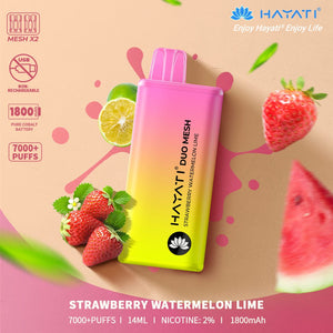 HAYATI  DUO MESH 7000+PUFFS STRAWBERRY WATERMELON  LIME