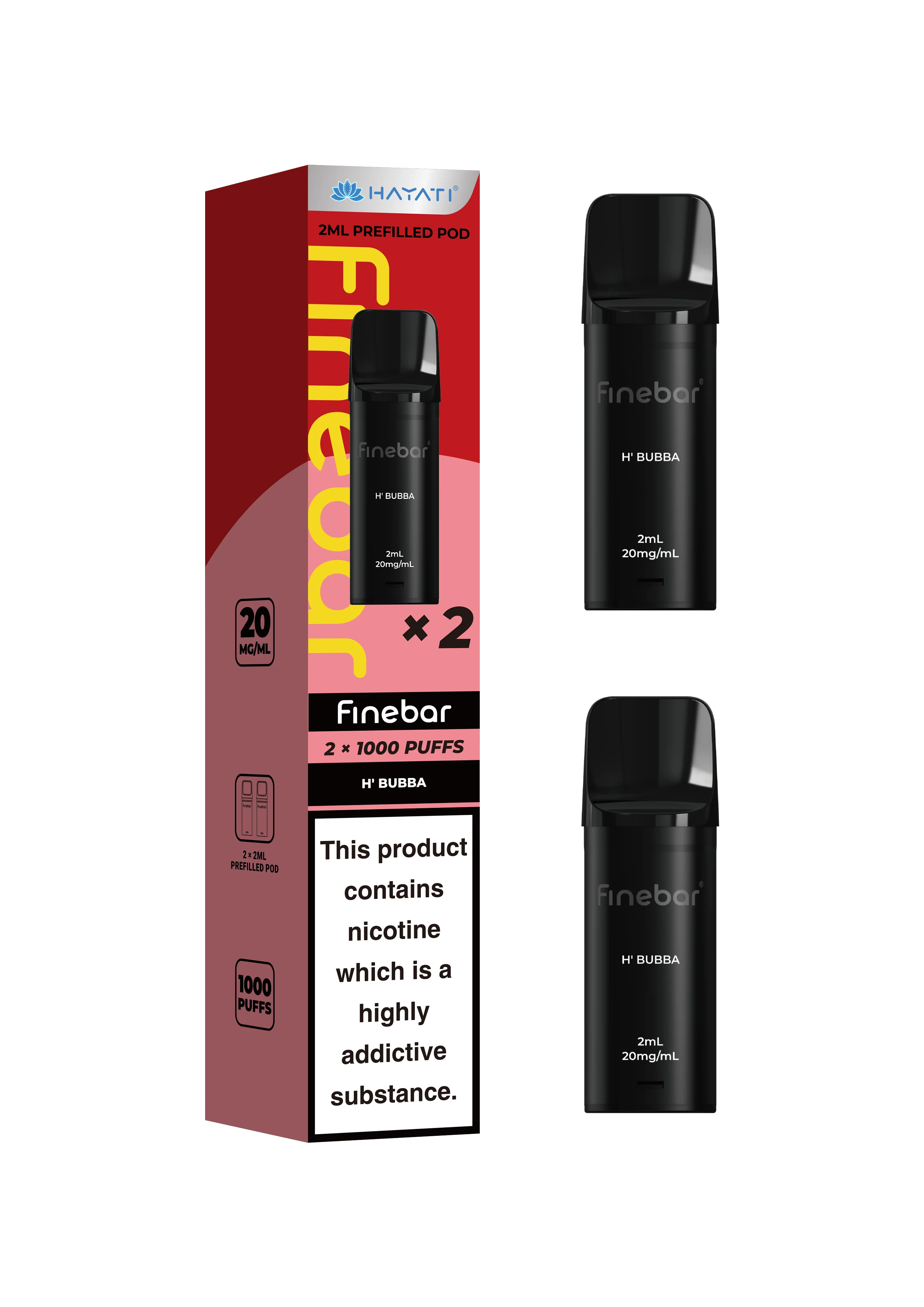 Hayati Finebar Prefilled Replacement Pods | 1000 Puffs Pack | 20mg Nic Salt