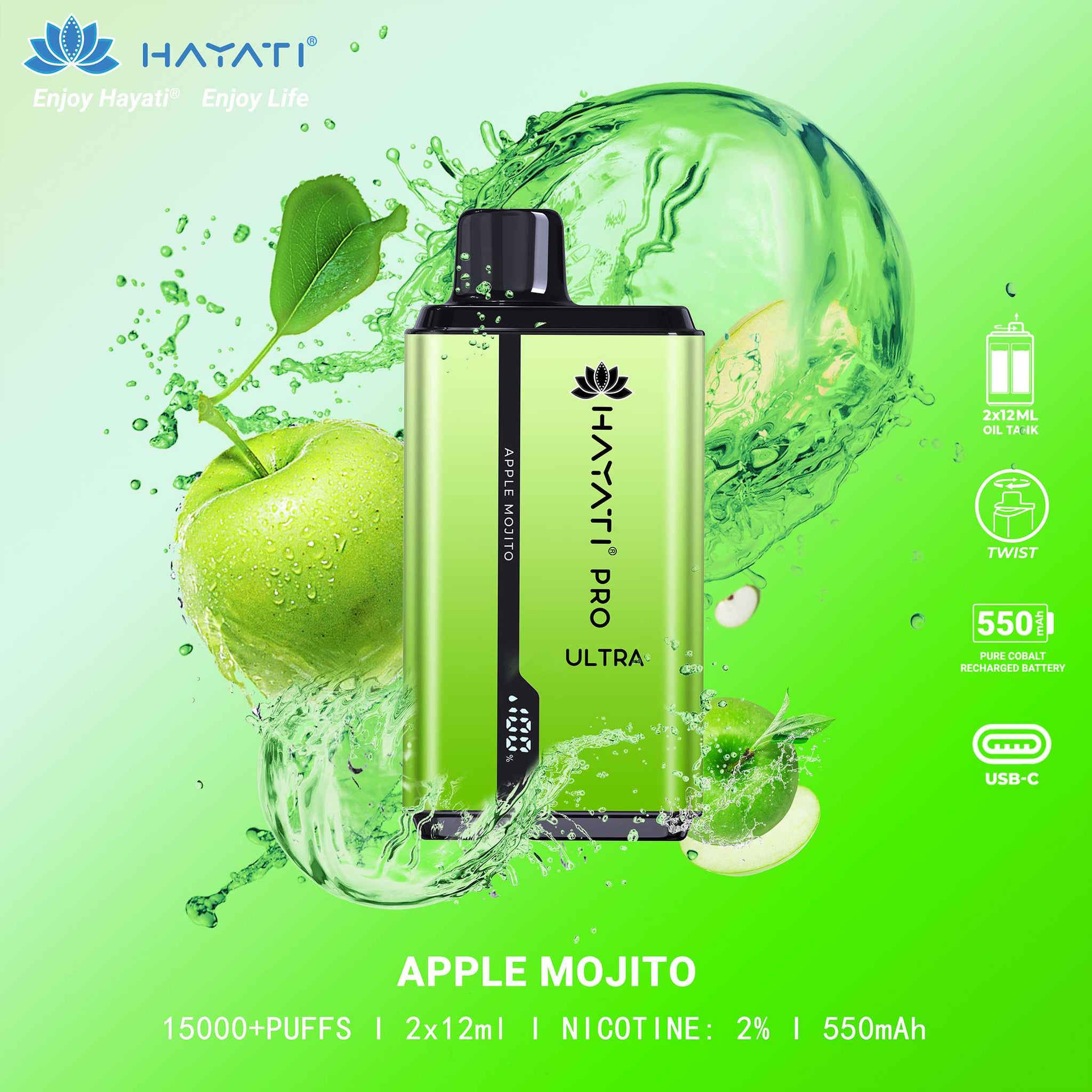 Hayati_Pro_Ultra_15000_Puffs_Disposable_Vape_Apple_Mojito_