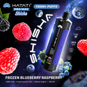 Hayati Pro Max Shisha vape device with frozen blueberry raspberry flavor 