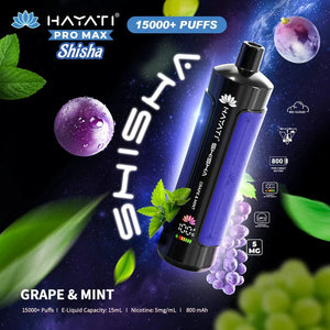 Hayati Pro Max Shisha vape device with grape and mint flavor