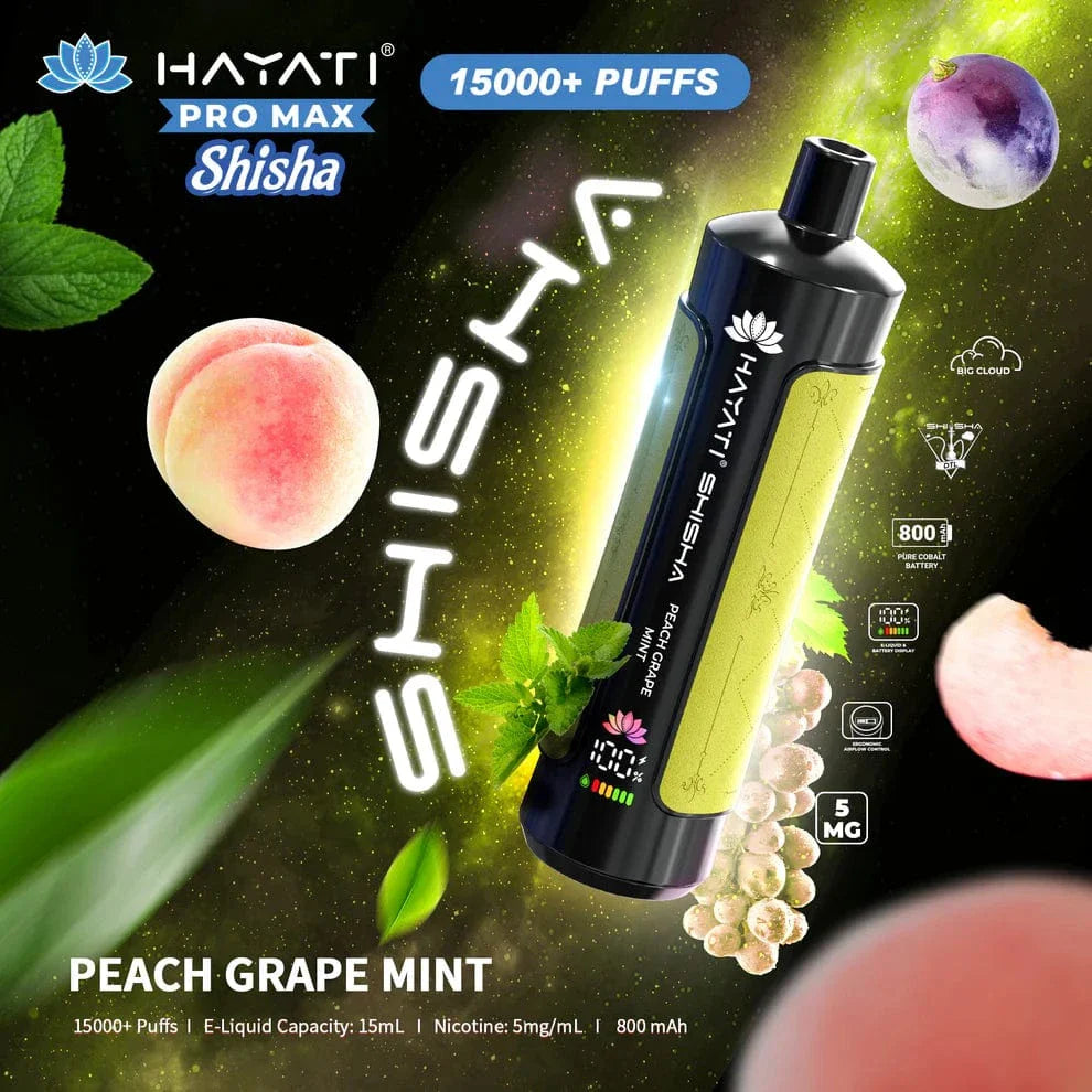 Hayati_pro_max_shisha_15000_puffs-Peach grape mint