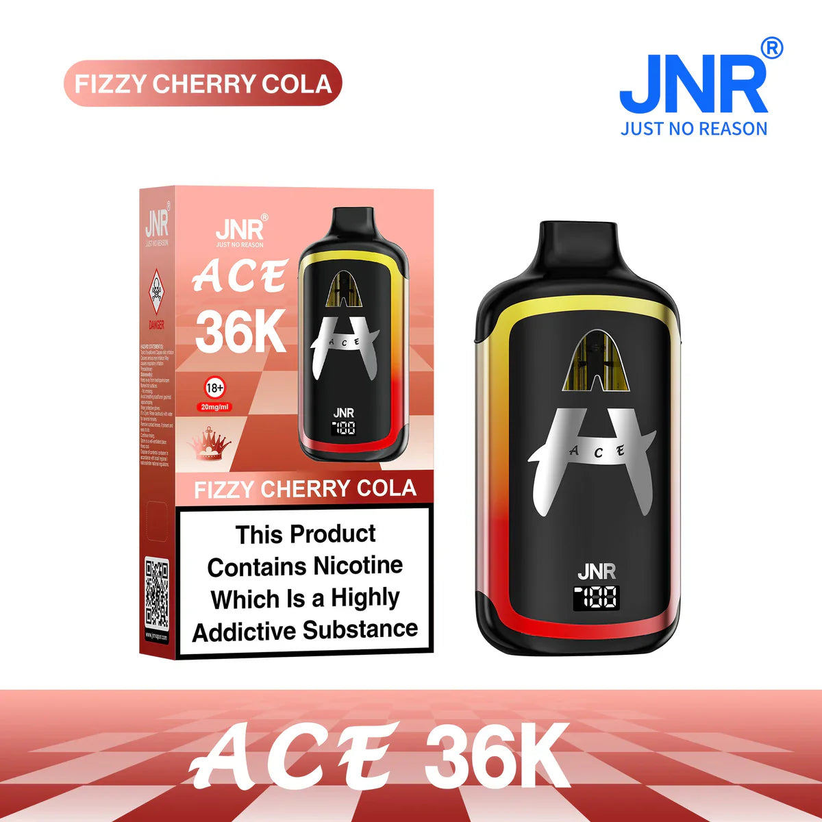 JNR Ace 36K Fizzzy Cherry Cola pod vape kit flavour