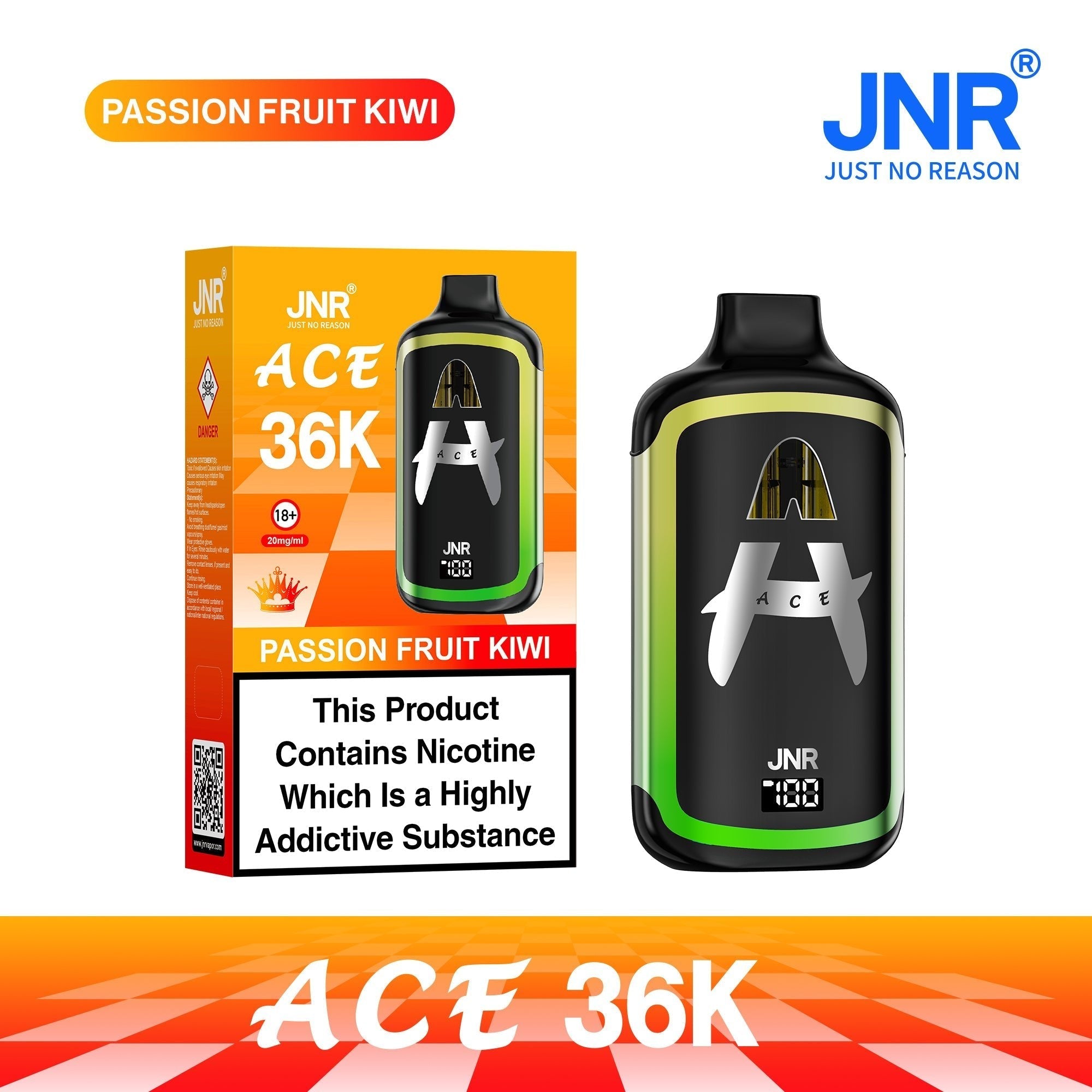 JNR Ace 36K Passion fruit kiwi pod vape kit flavour