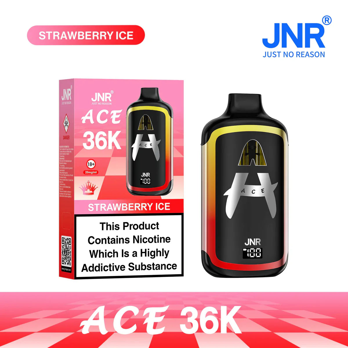 JNR Ace 36K Strawberry ice pod vape kit flavour