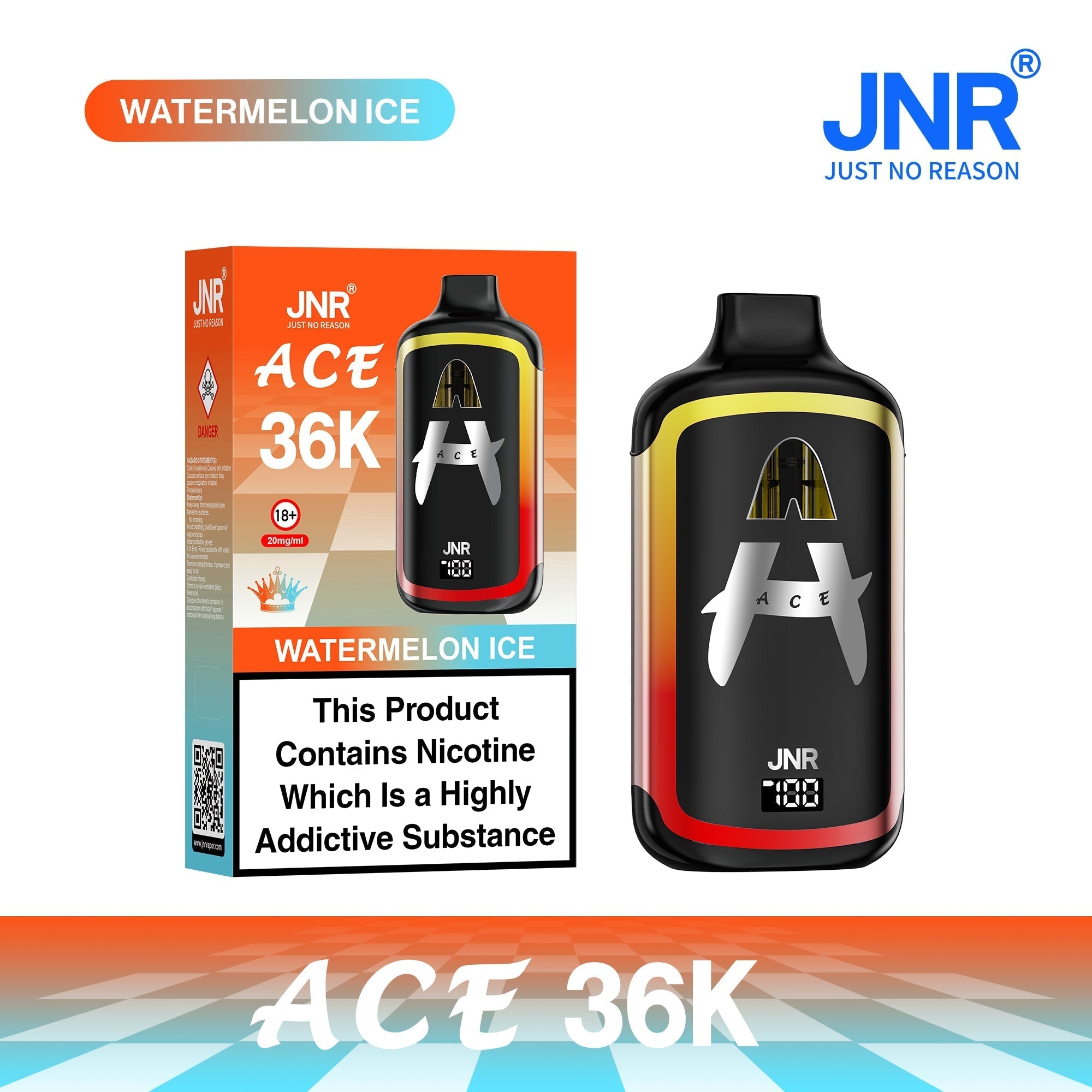 JNR Ace 36K Watermelon Ice rechargeable pod vape flavour