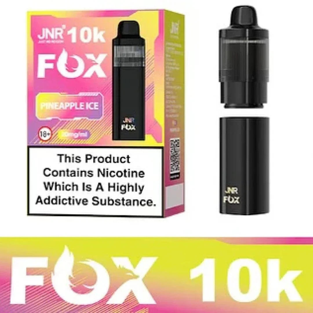 JNR Fox 10K Prefilled Pod Vape Kit retail packaging UK