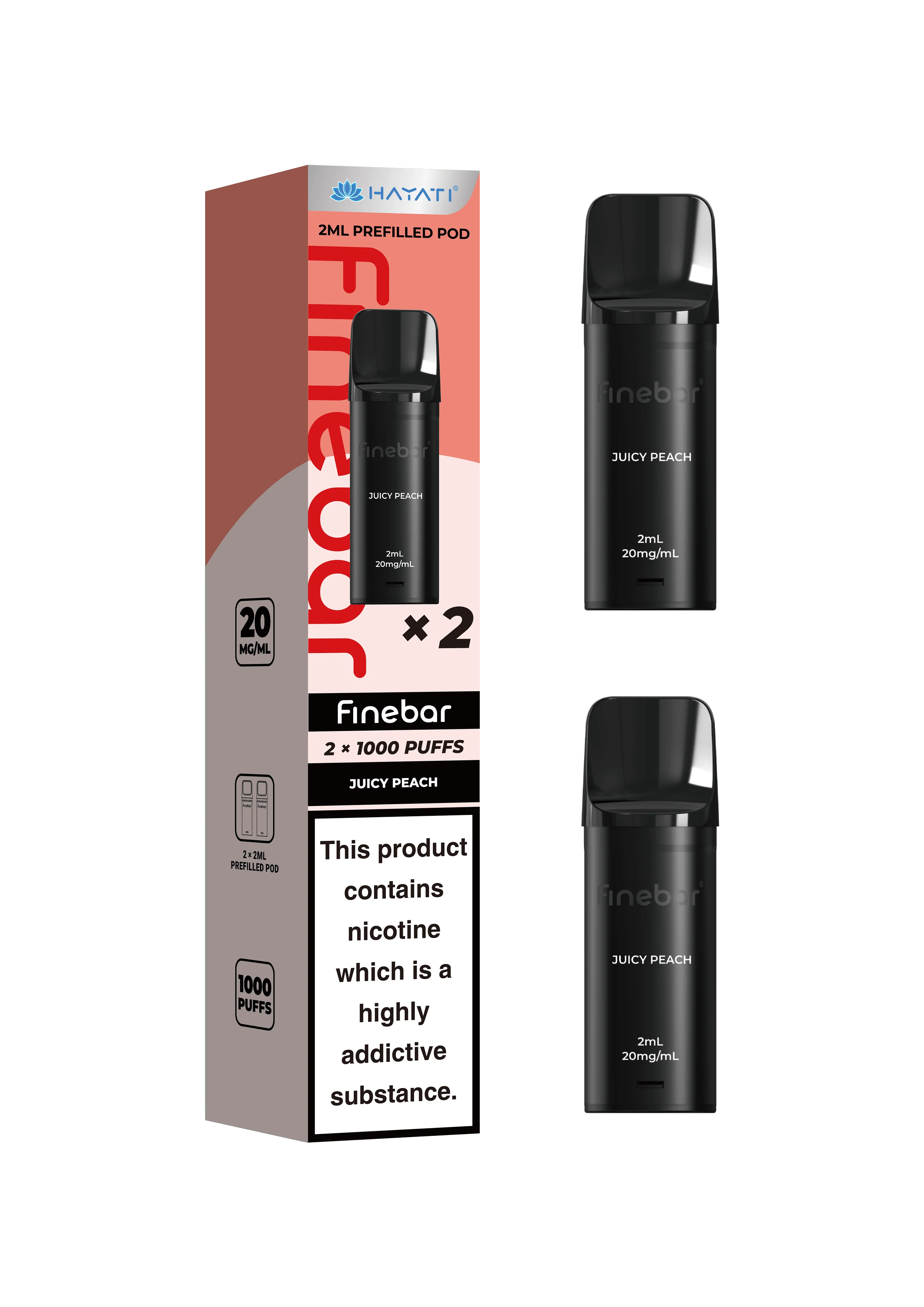 Hayati Finebar Prefilled Replacement Pods | 1000 Puffs Pack | 20mg Nic Salt