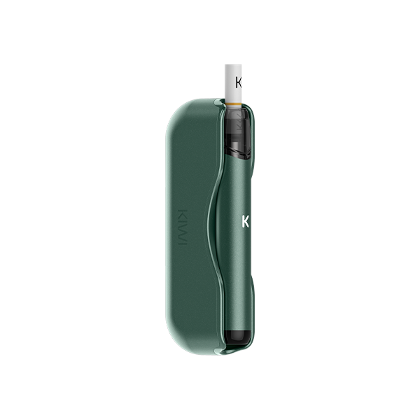 Sleek green KIWI vape device shown from a side angle