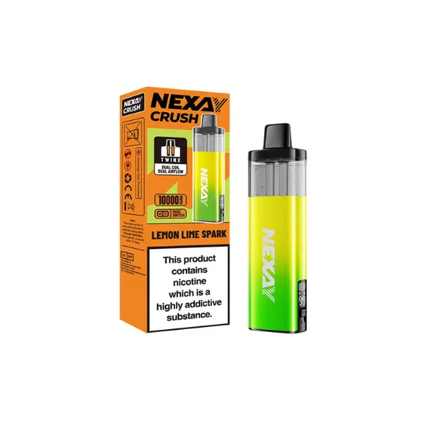 Nexay Crush vape device and packaging on a white background