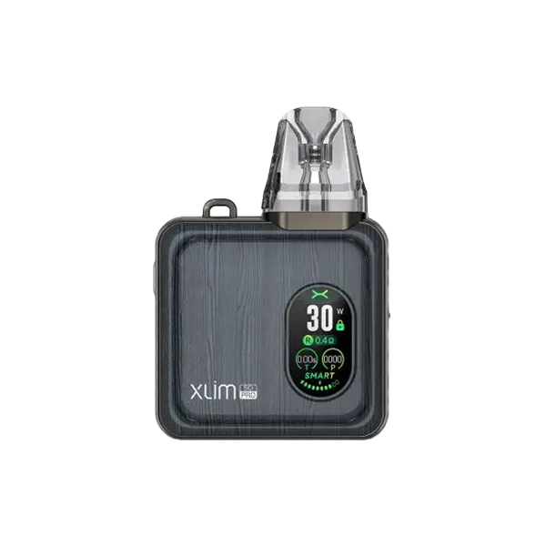 OXVA SQ Pro pod device in gunmetal with wood texture finish